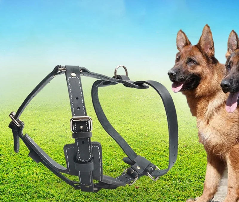 Real Leather Large Dog Harness Vest Walking Training big Dog Harnesses Adjustable Strap for German Shepherd Labrador Husky Dogs