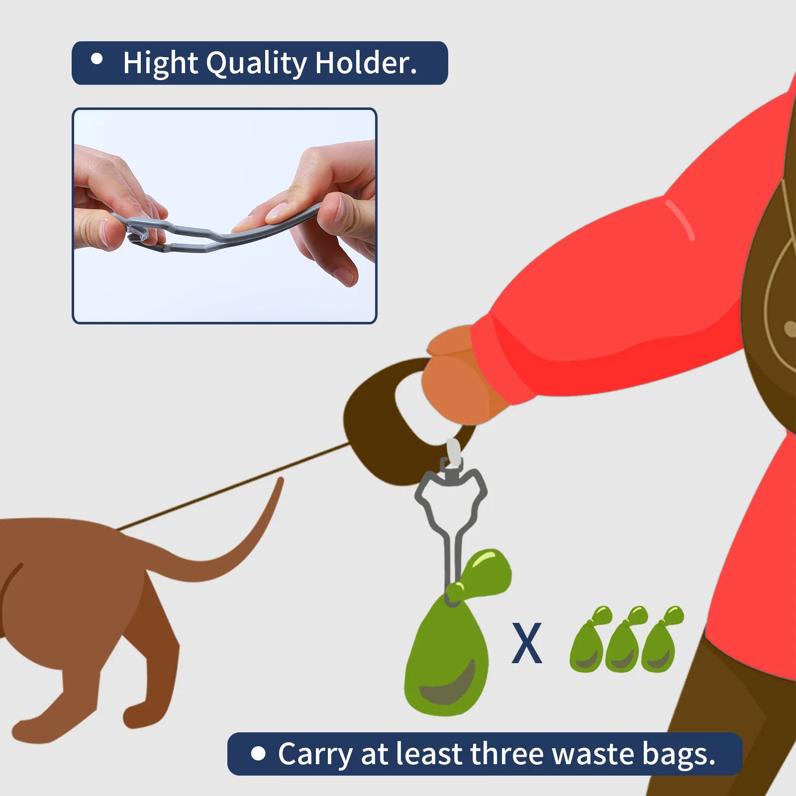 Dog Poop Bag Holder Waste Bag Carrier Dog Leash Dispenser Hands-Free Holder for Dog Poop Bags Dog Cleaning Supplies Products