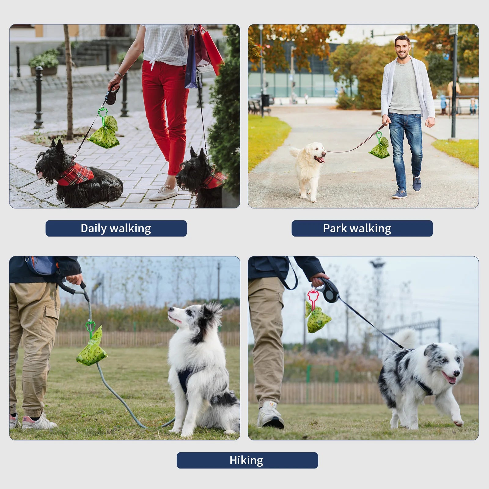 Dog Poop Bag Holder Waste Bag Carrier Dog Leash Dispenser Hands-Free Holder for Dog Poop Bags Dog Cleaning Supplies Products