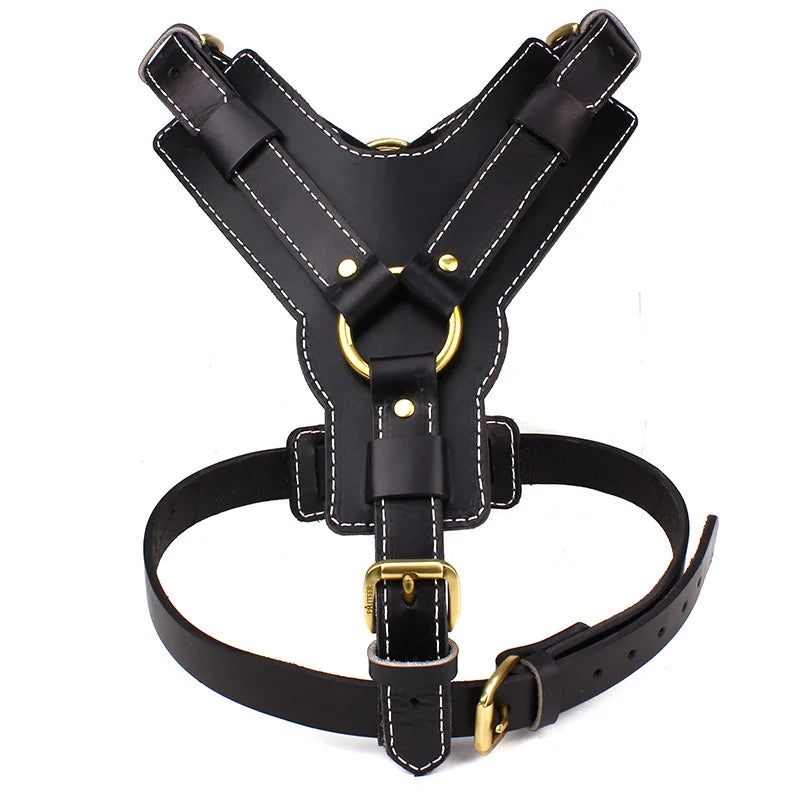 Real Leather Large Dog Harness Vest Walking Training big Dog Harnesses Adjustable Strap for German Shepherd Labrador Husky Dogs
