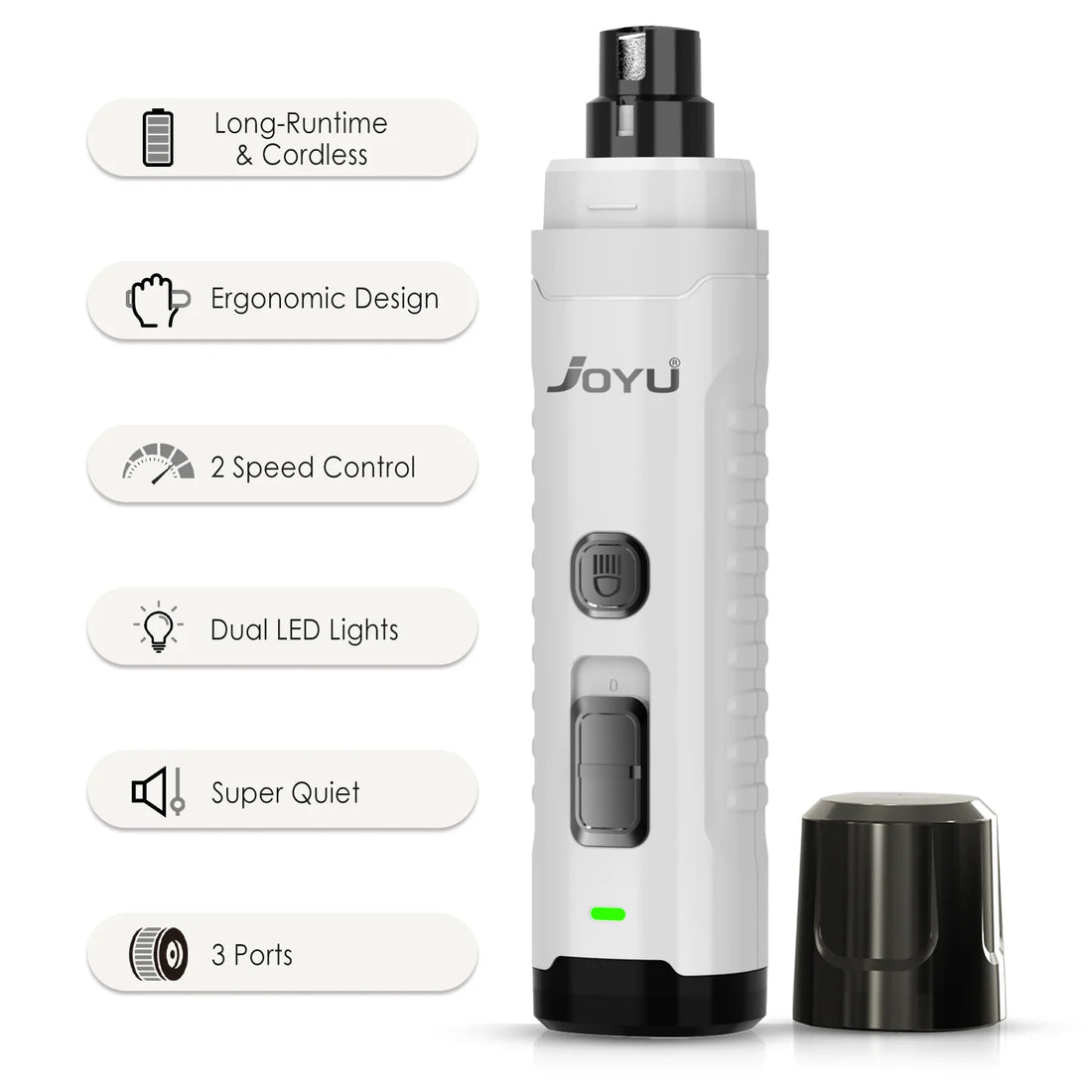 2-Speed Dog Nail Grinder with Dual LED Lights – Enhanced Super Quiet Rechargeable Electric Trimmer for Painless Paws Grooming