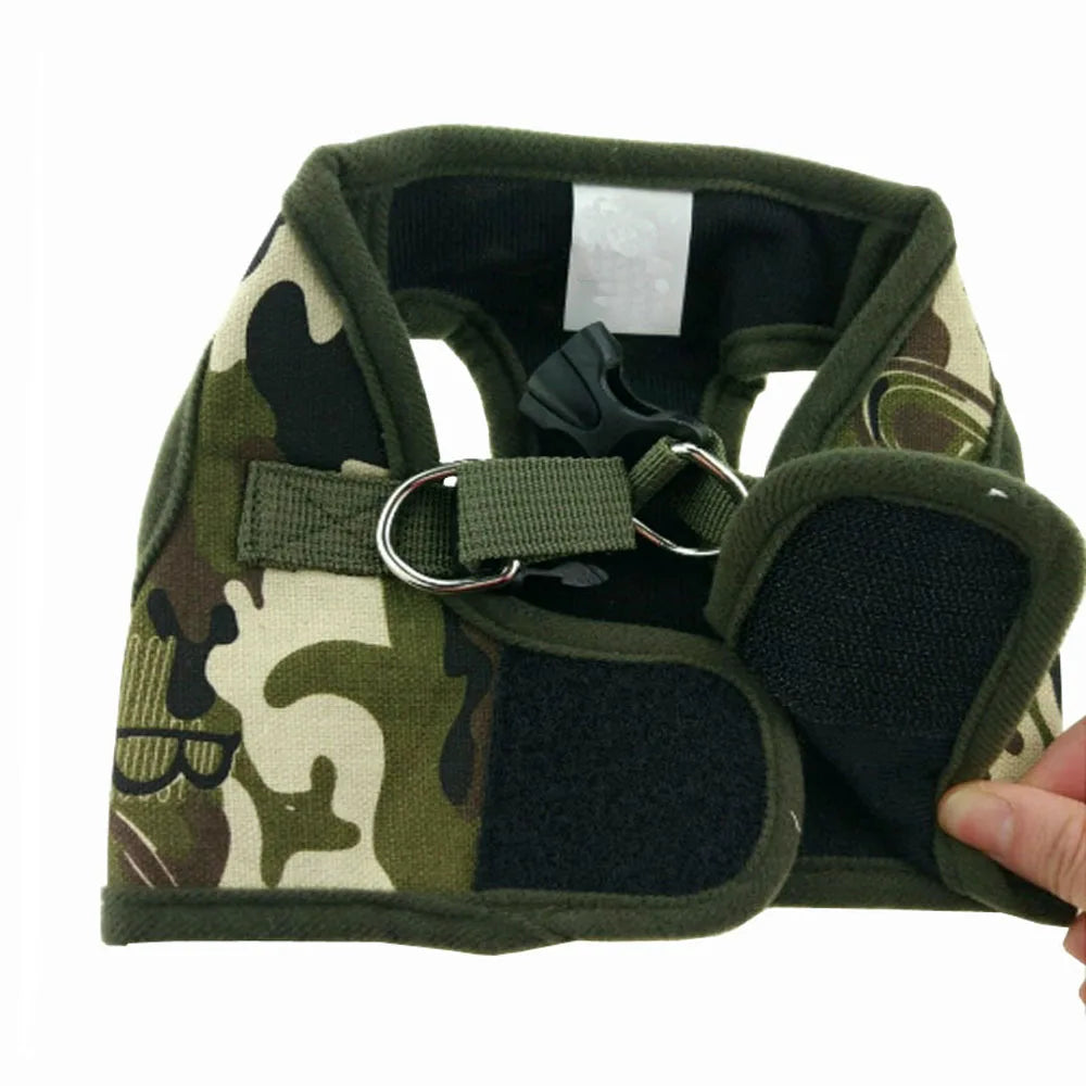 Dog Harness Leash Set Cute Army Small Dog Harness Cats Walking Chest Vest Canvas Pets Puppy Harness For Autumn Winter Spring