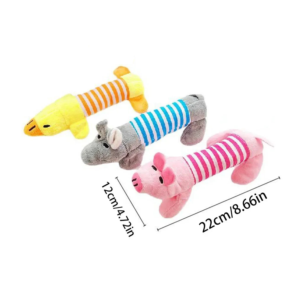 New Popular Plush Squeak Pet Toys - Long Bar Pig/Duck/Elephant Toys Soft Interactive Chewing Toys for Dogs