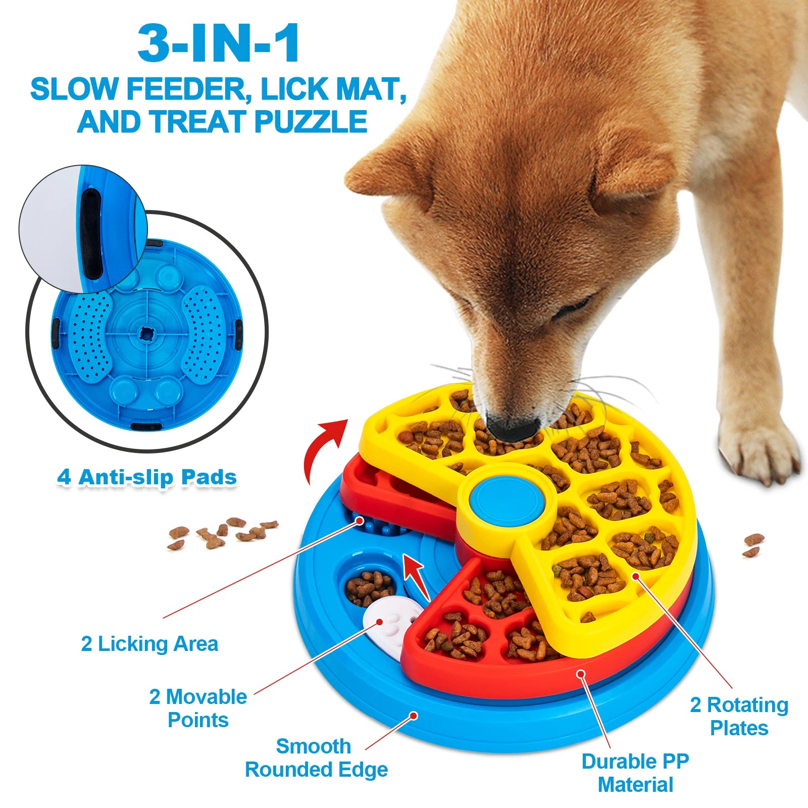 2-Layers Dog Puzzle Toys Slow Feeder Food Dispenser Interactive Increase Puppy IQ Anti-Choking Tableware Dog Licking Plates