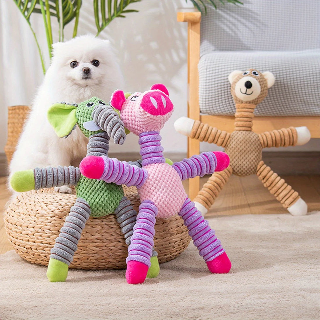 Plush Dog Toy, Cute Stuffed Animal Toy for Small Medium Dogs, Teething Chew Toy for Puppy, Interactive Playmate, Reduces Anxiety