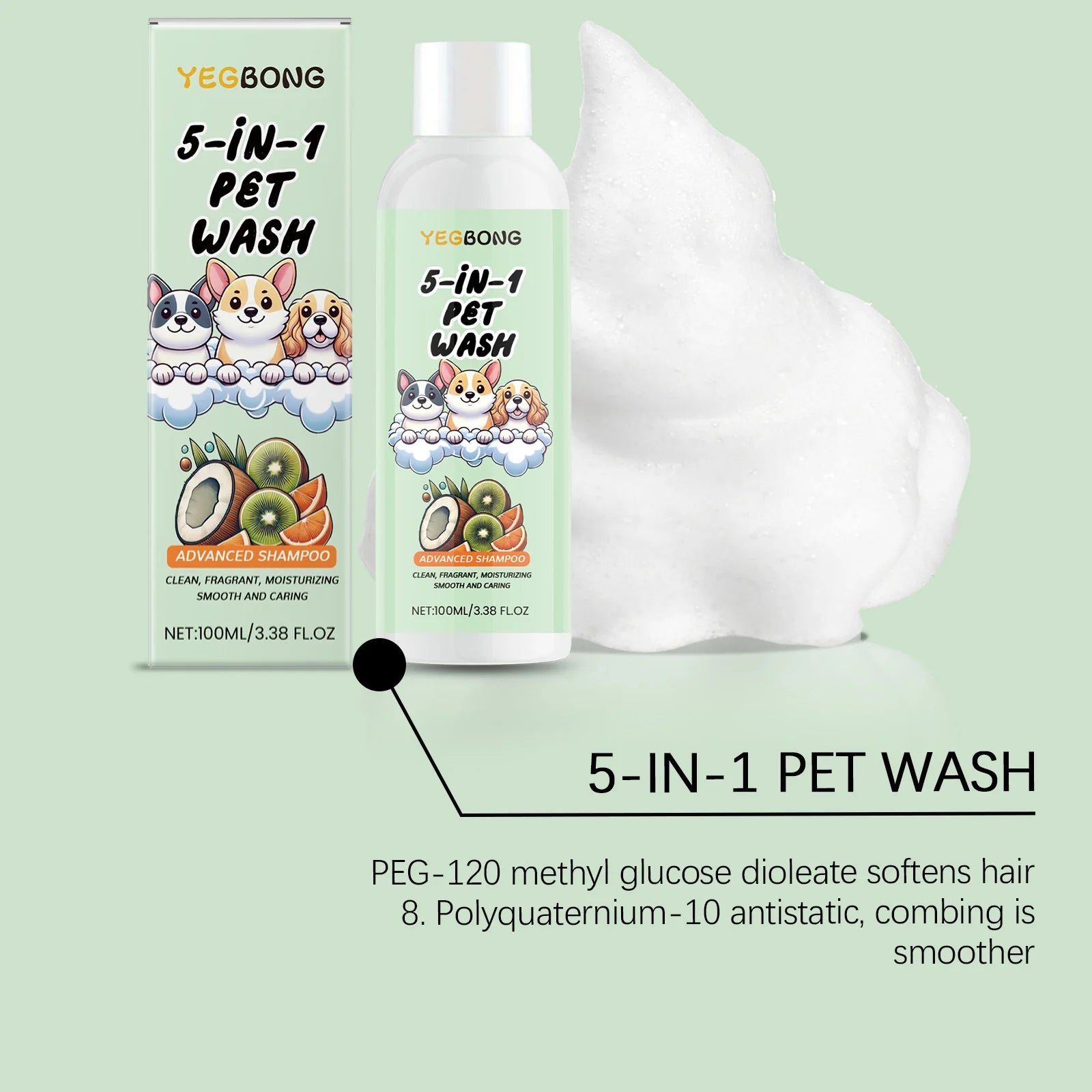 Coconut Scent Dog Shampoo Cleansing Moisturizing Pet Deodorizing with Long-Lasting Fragrance Soft Smooth Shiny Coat GroomingCare