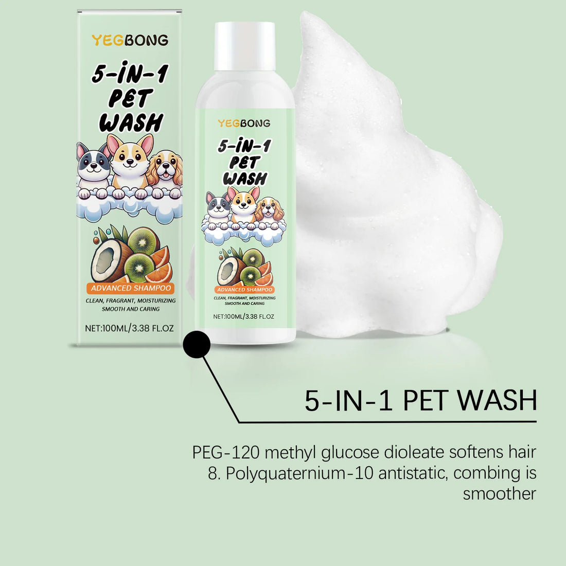 Coconut Scent Dog Shampoo Cleansing Moisturizing Pet Deodorizing with Long-Lasting Fragrance Soft Smooth Shiny Coat GroomingCare