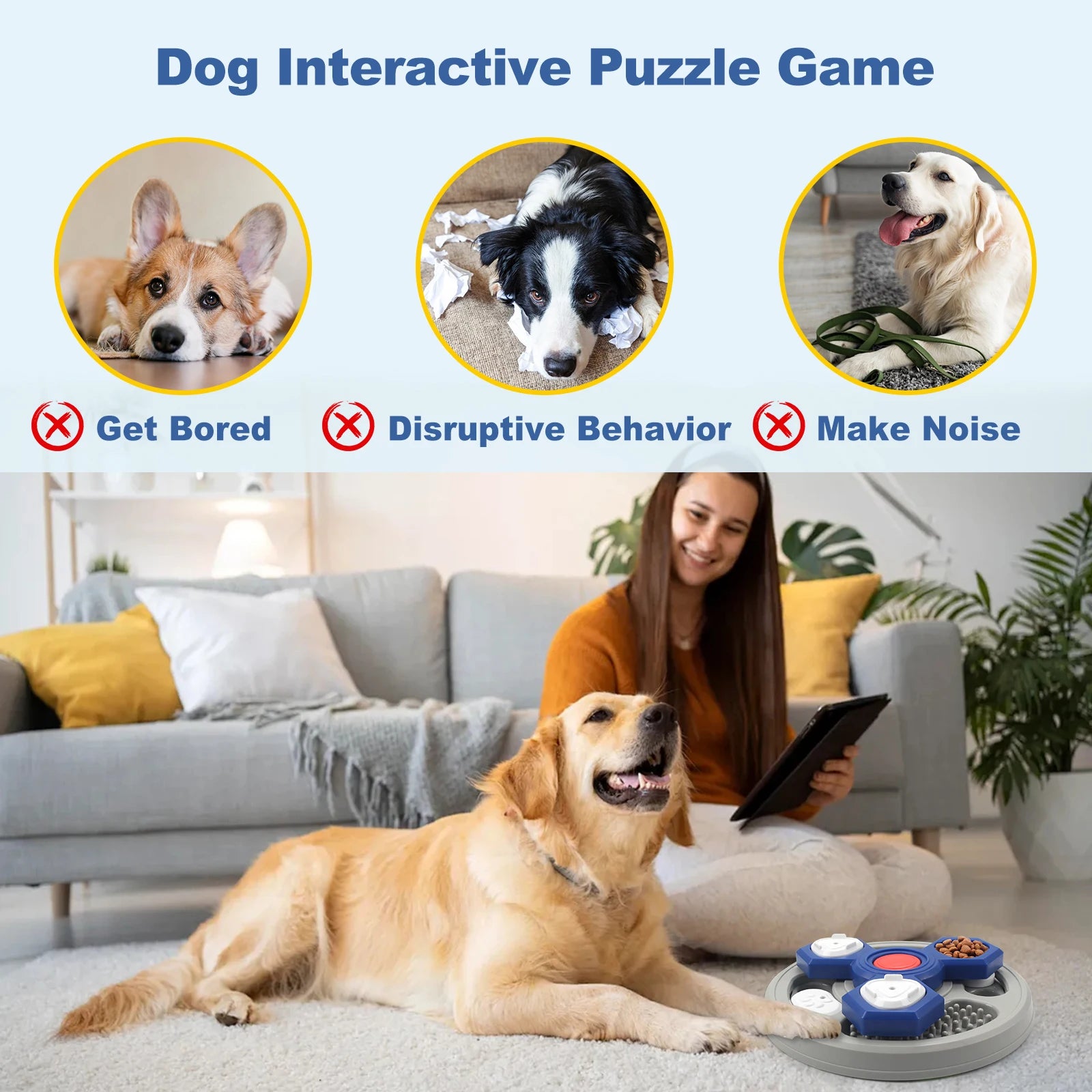 2-Layers Dog Puzzle Toys Slow Feeder Food Dispenser Interactive Increase Puppy IQ Anti-Choking Tableware Dog Licking Plates