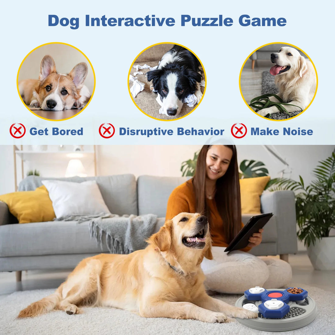 2-Layers Dog Puzzle Toys Slow Feeder Food Dispenser Interactive Increase Puppy IQ Anti-Choking Tableware Dog Licking Plates