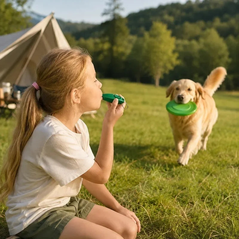 Pet Dog Training Clicker Whistle 2 in 1 with Wrist Strap Puppy Recall Obedience Tool for Outdoor Walking Command Training Signal