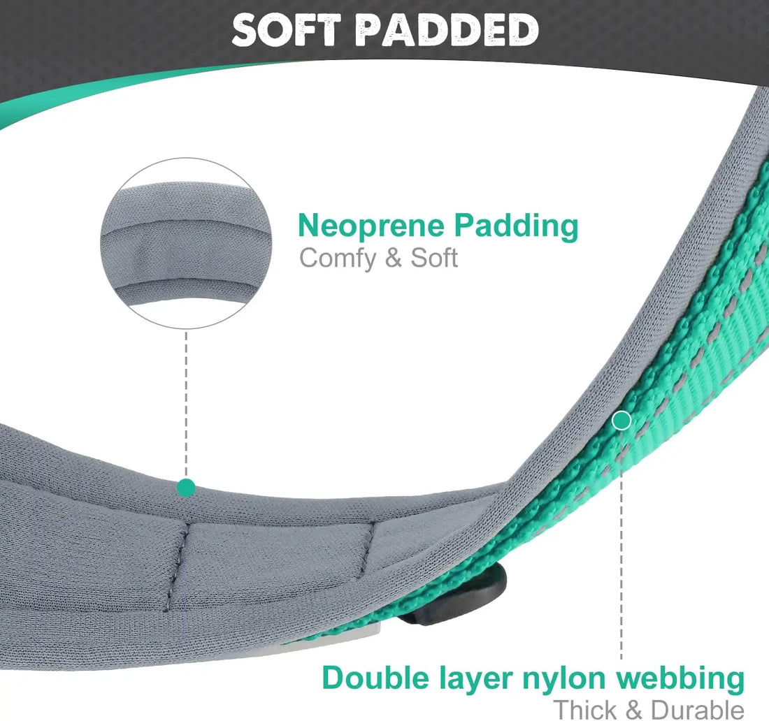 Padded Dog Collars for Small Medium Large Dogs Soft Reflective Wide Pet Collars Adjustable Heavy Duty Nylon Neoprene Dog Collar