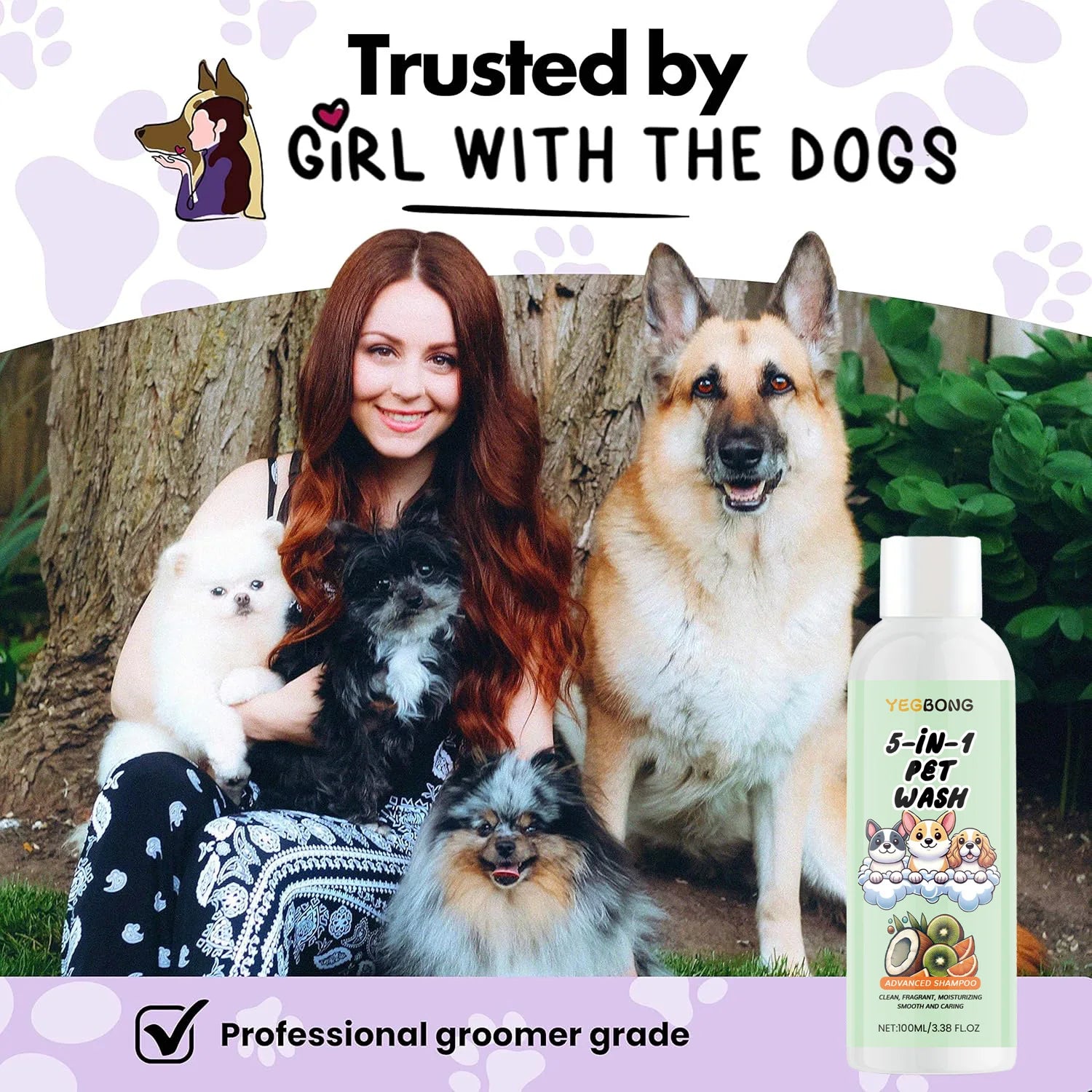 Coconut Scent Dog Shampoo Cleansing Moisturizing Pet Deodorizing with Long-Lasting Fragrance Soft Smooth Shiny Coat GroomingCare