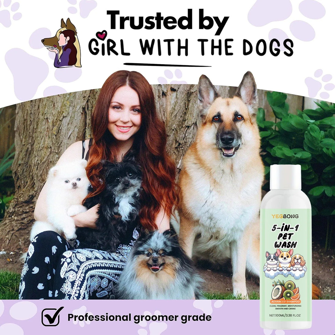 Coconut Scent Dog Shampoo Cleansing Moisturizing Pet Deodorizing with Long-Lasting Fragrance Soft Smooth Shiny Coat GroomingCare