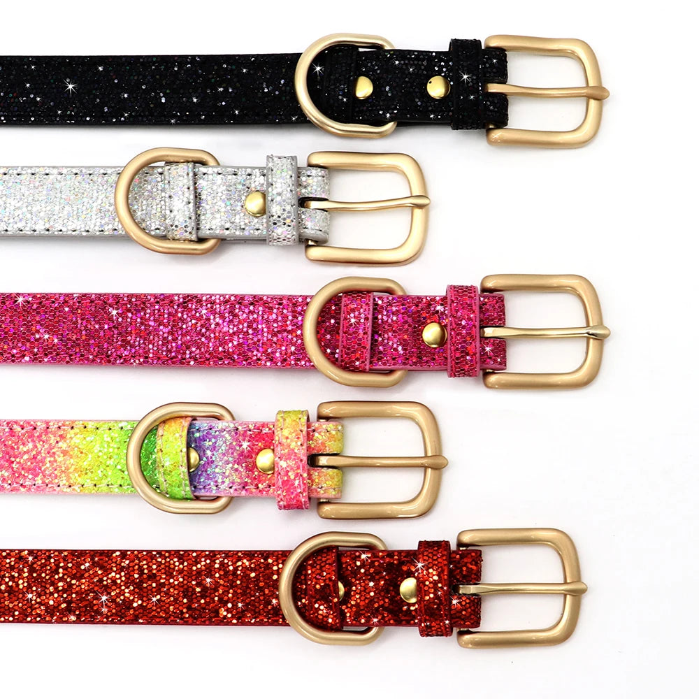 Bling Custom Dog Collar Anti-lost Glitter ID Dog Collars Adjustable Pet Puppy Collars For Small Medium Large Dogs Chihuahua Pug