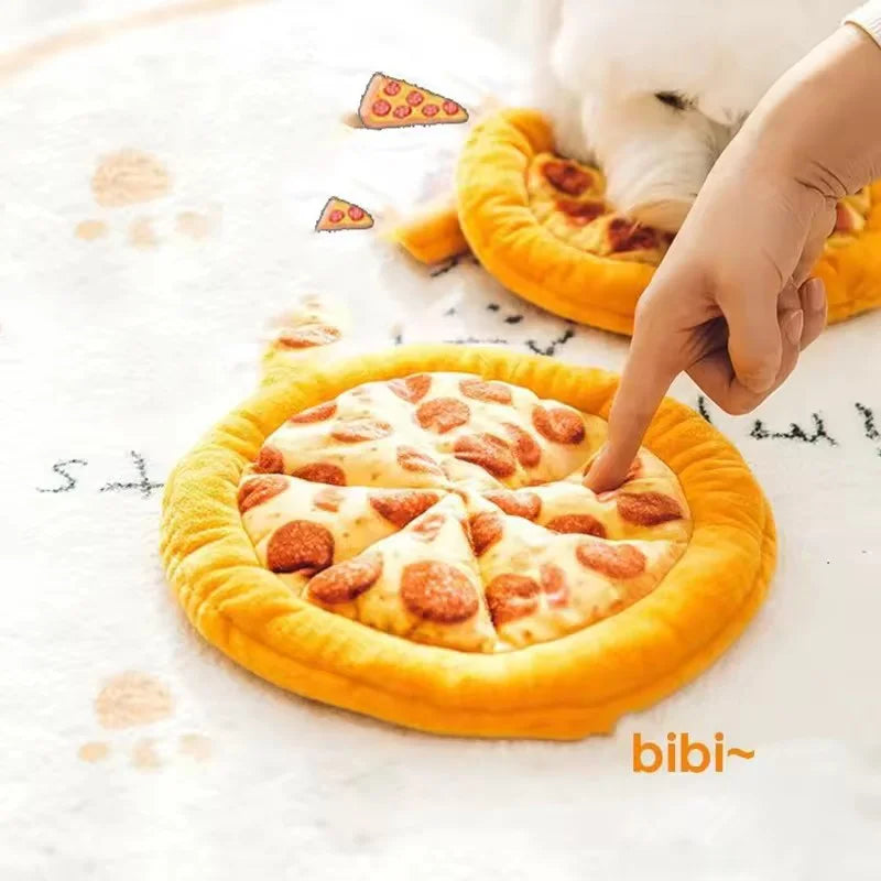 Eco-Friendly Durable Plush Pizza Pet Toy Interactive Chew Teeth Training Toy With BB Sound For Dogs And Cats Puppy Kitten