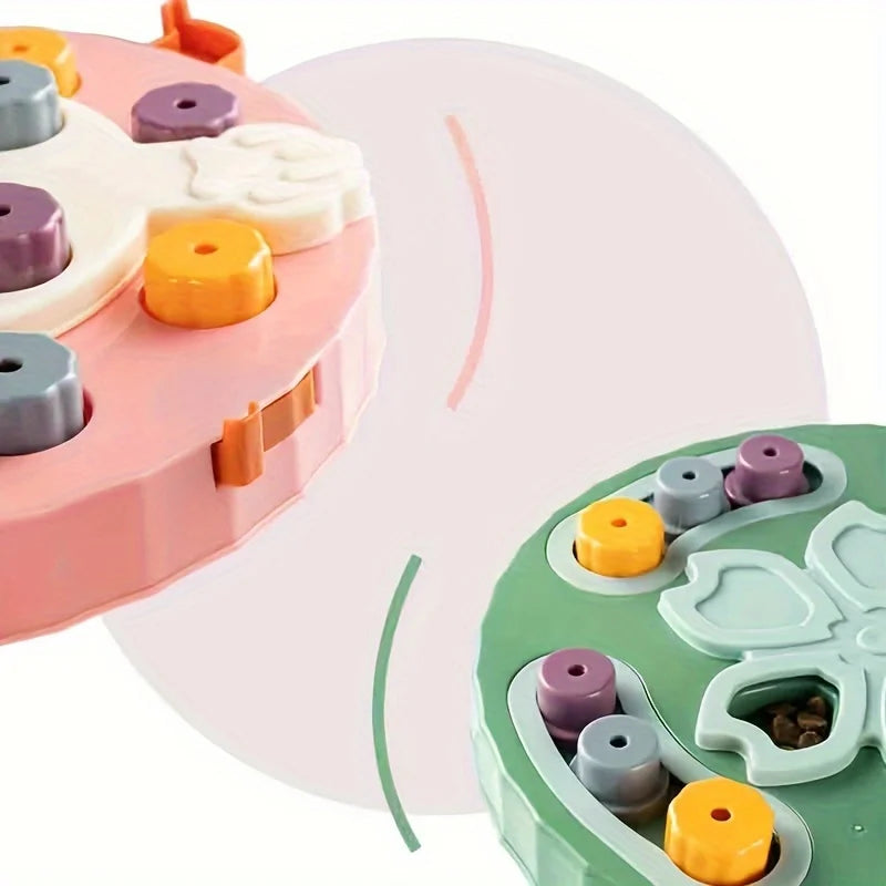 Cat and Dog Feeding Toys, Brain Boosting Puzzle Bowl with Snack Dispenser - Durable Plastic, Battery Free.