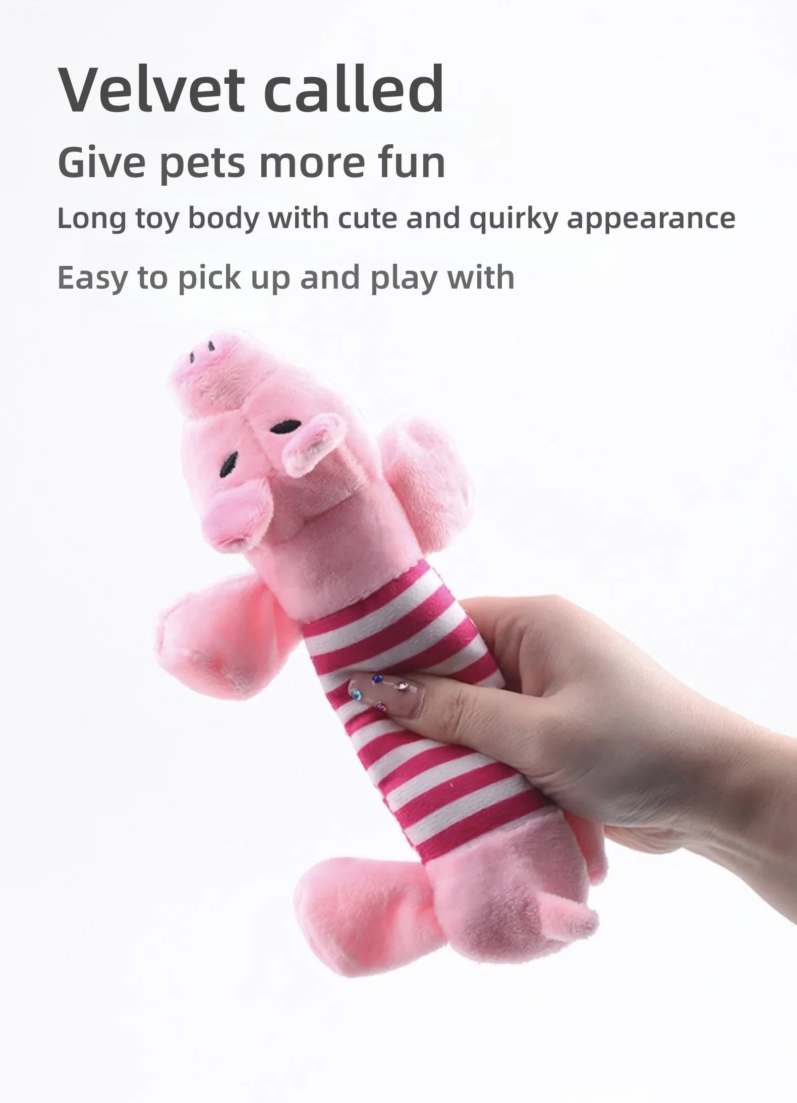 New Popular Plush Squeak Pet Toys - Long Bar Pig/Duck/Elephant Toys Soft Interactive Chewing Toys for Dogs