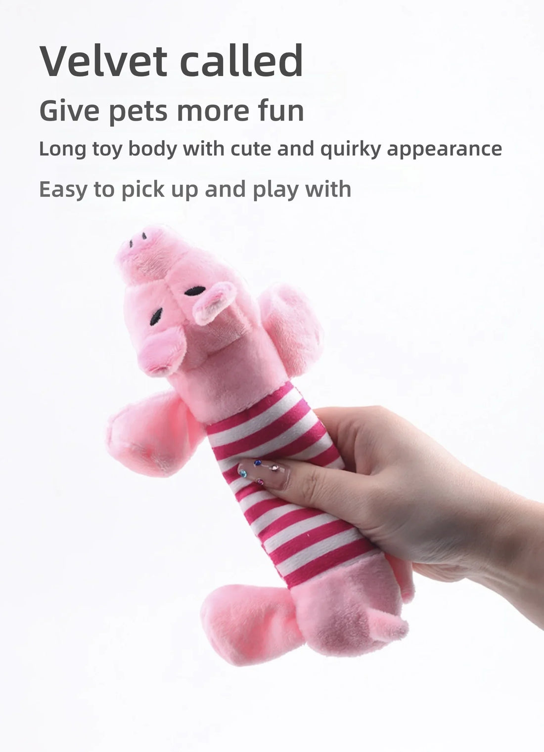 New Popular Plush Squeak Pet Toys - Long Bar Pig/Duck/Elephant Toys Soft Interactive Chewing Toys for Dogs