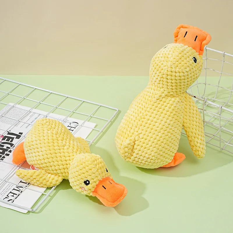 Bite Resistant Plush Dog Toy Duck Shape Interactive Chew Proof Teeth Cleaning Boredom Relief for Large Puppies Adult Dog Durable