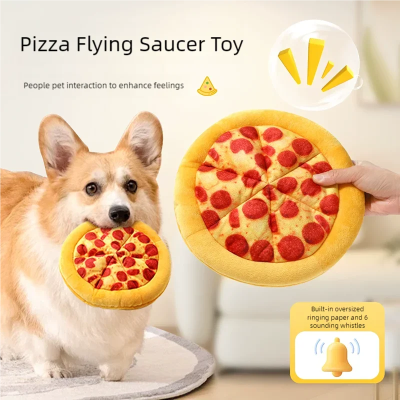 Eco-Friendly Durable Plush Pizza Pet Toy Interactive Chew Teeth Training Toy With BB Sound For Dogs And Cats Puppy Kitten
