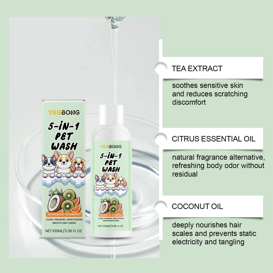 Coconut Scent Dog Shampoo Cleansing Moisturizing Pet Deodorizing with Long-Lasting Fragrance Soft Smooth Shiny Coat GroomingCare