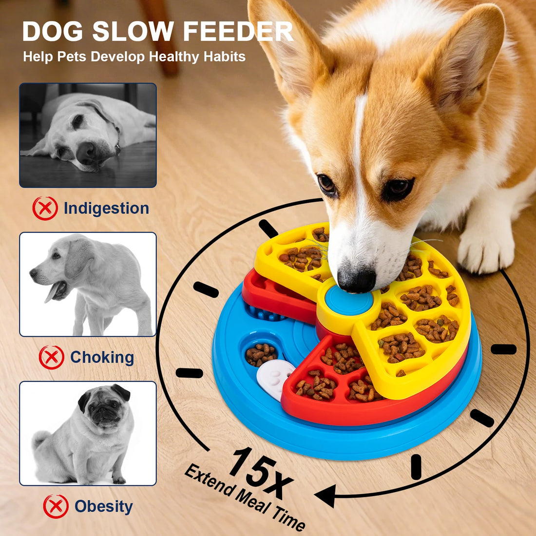 2-Layers Dog Puzzle Toys Slow Feeder Food Dispenser Interactive Increase Puppy IQ Anti-Choking Tableware Dog Licking Plates