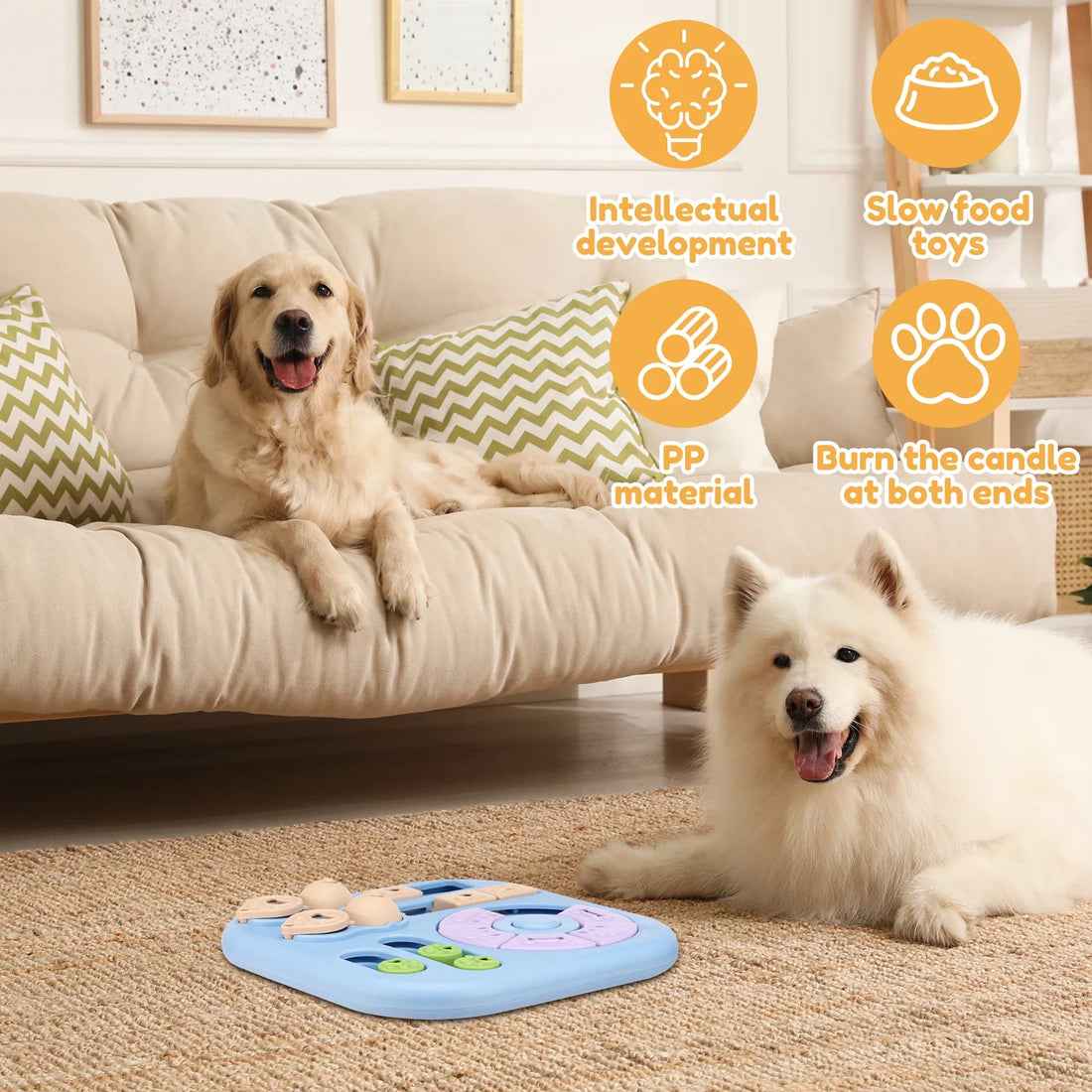 Interactive Dog Puzzle Toys Plastic Treat Dispensing Slow Feeder with Non Slip Base Dog Mental Stimulation Toys Pet Supplies