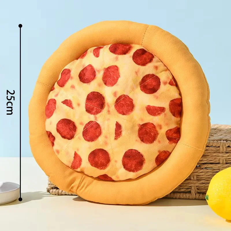 Eco-Friendly Durable Plush Pizza Pet Toy Interactive Chew Teeth Training Toy With BB Sound For Dogs And Cats Puppy Kitten