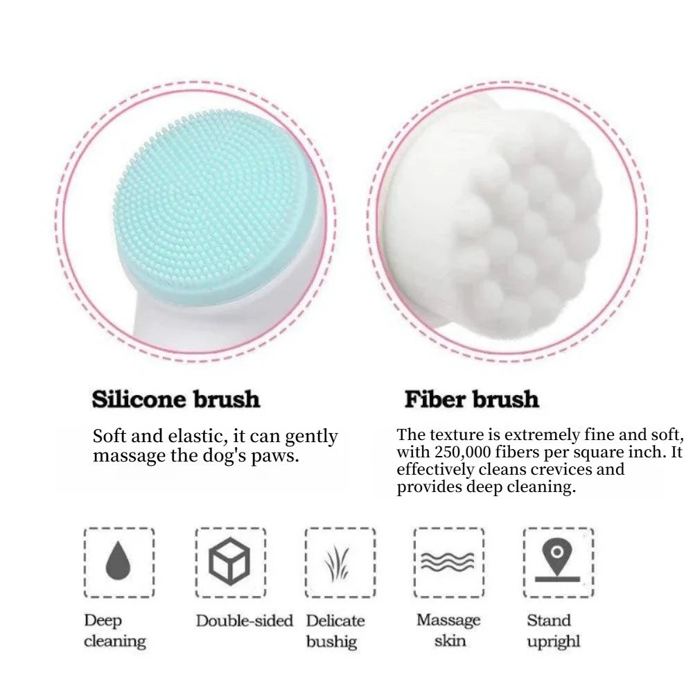 1pc- Silicone Pet Paw Cleaner & Massage Brush Dual Sided Dog Grooming Tool For Healthy Coats And Claws Pet Cleaning Tools