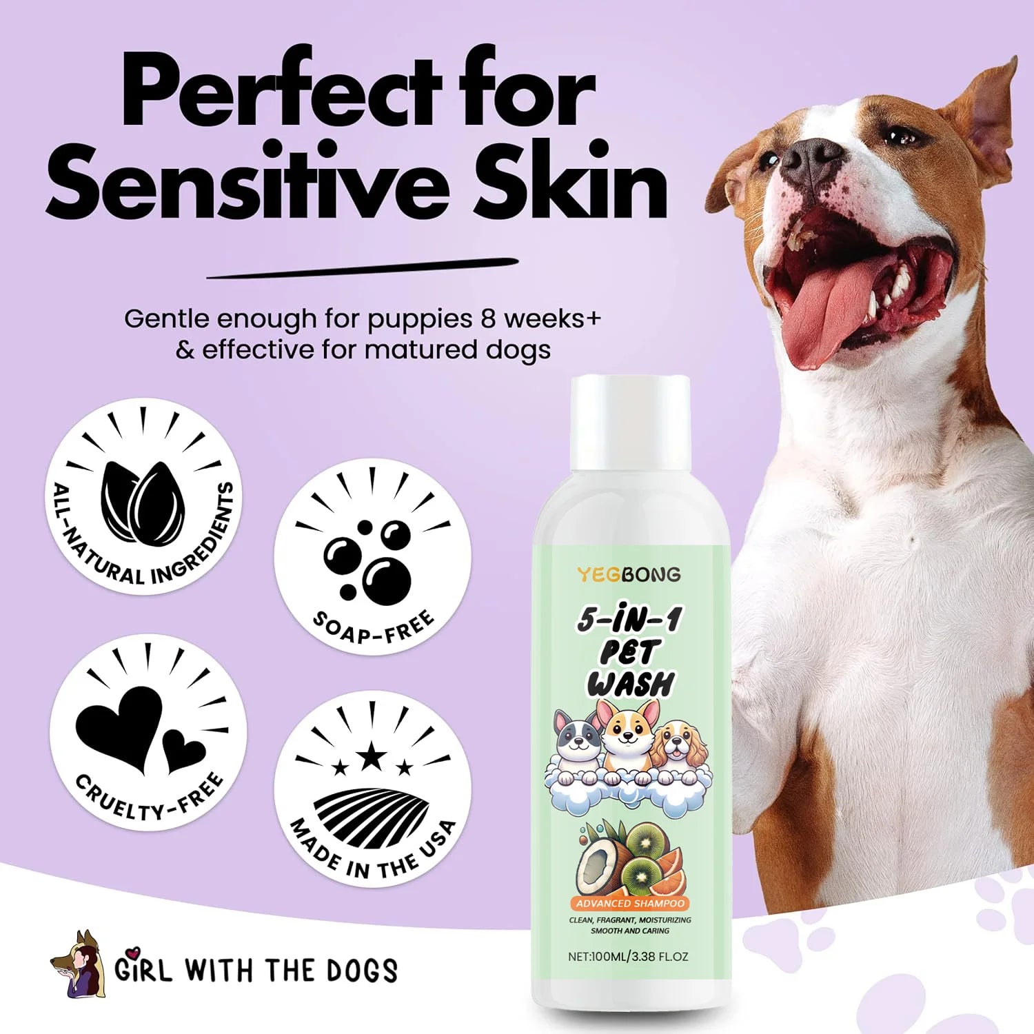 Coconut Scent Dog Shampoo Cleansing Moisturizing Pet Deodorizing with Long-Lasting Fragrance Soft Smooth Shiny Coat GroomingCare