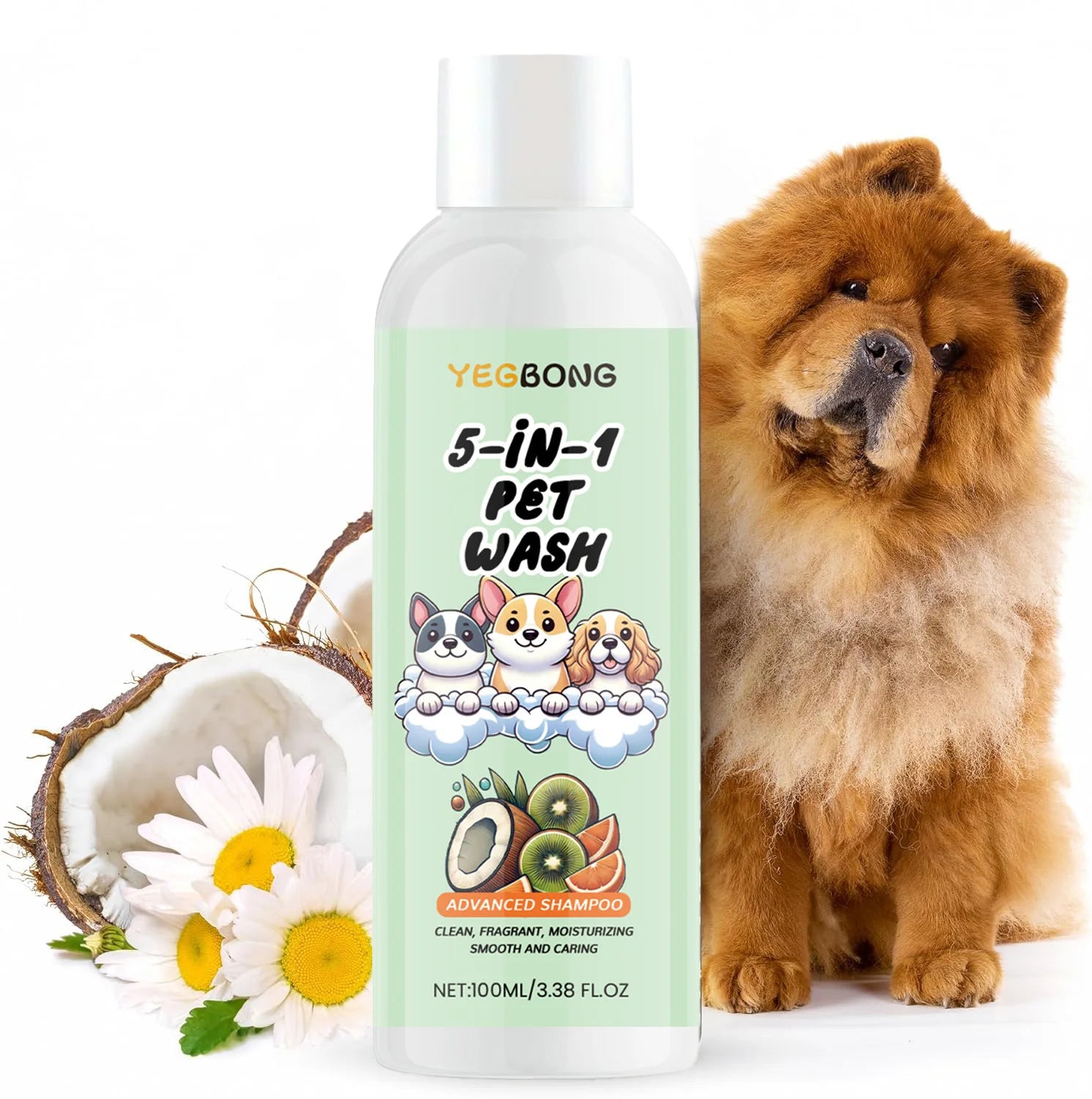 Coconut Scent Dog Shampoo Cleansing Moisturizing Pet Deodorizing with Long-Lasting Fragrance Soft Smooth Shiny Coat GroomingCare