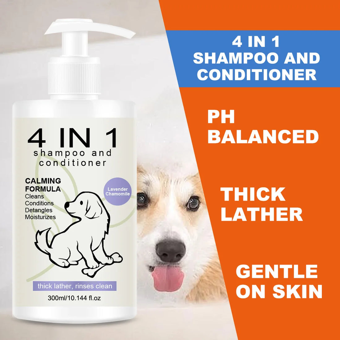 4 in 1 Pet Shampoo and Conditioner Special Shampoo for Dogs and Cats Keep Pets Clean and Fragrant to Prevent Hair Loss