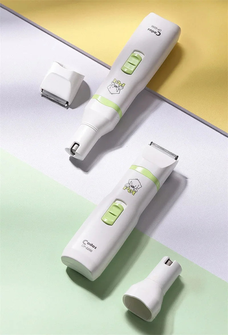 2-in-1 Pet Hair Trimmer and Nail Grinder Ceramic Blade Grooming Clippers for Dogs and Cats with Nail Cutter Hair Cutting Machine