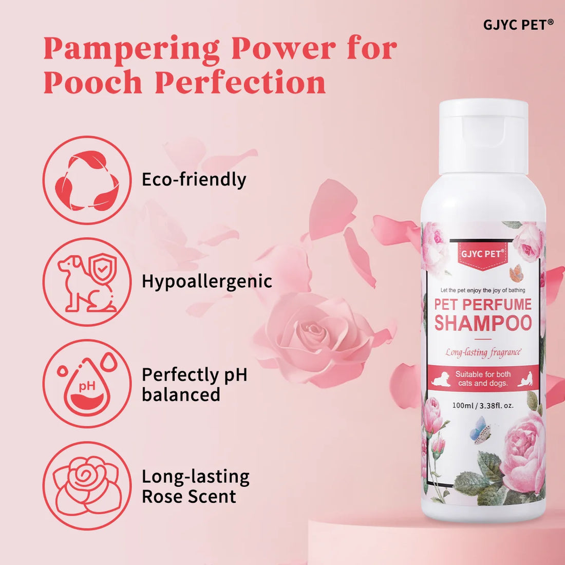 Perfumed Pet Shampoo for Dogs Cats | Natural Long Lasting Fragrance Odor Control PH Balanced for Sensitive Skin Daily Grooming
