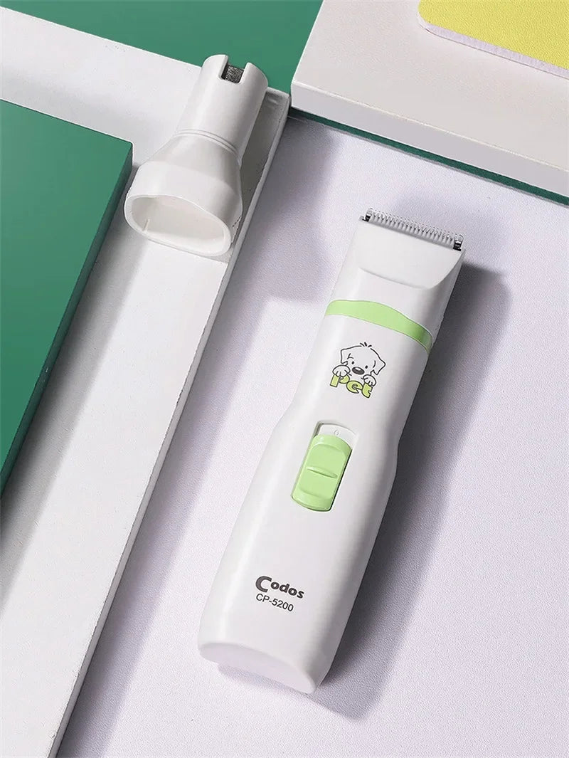 2-in-1 Pet Hair Trimmer and Nail Grinder Ceramic Blade Grooming Clippers for Dogs and Cats with Nail Cutter Hair Cutting Machine