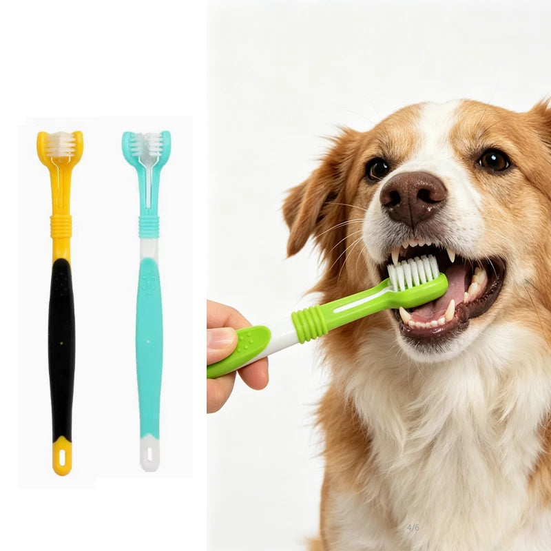 3-Sided Pet  Dog Toothbrush Plastic Toothbrush Removing Bad Breath Tartar Cleaning Mouth Pet Dental Care Cat Cleaning Mouth New