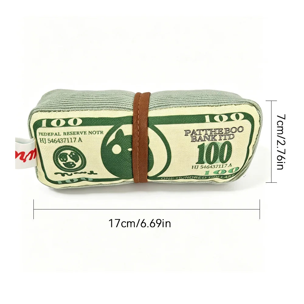 Interactive Squeaky Money Shaped Chew Toy for Dogs And Cats with Crinkle Paper Teeth Cleaning Pet Toy