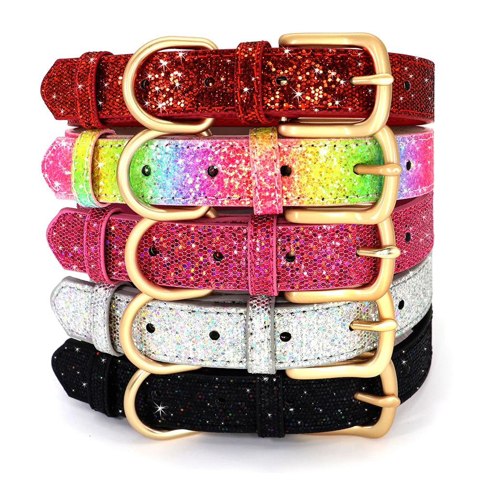 Bling Custom Dog Collar Anti-lost Glitter ID Dog Collars Adjustable Pet Puppy Collars For Small Medium Large Dogs Chihuahua Pug