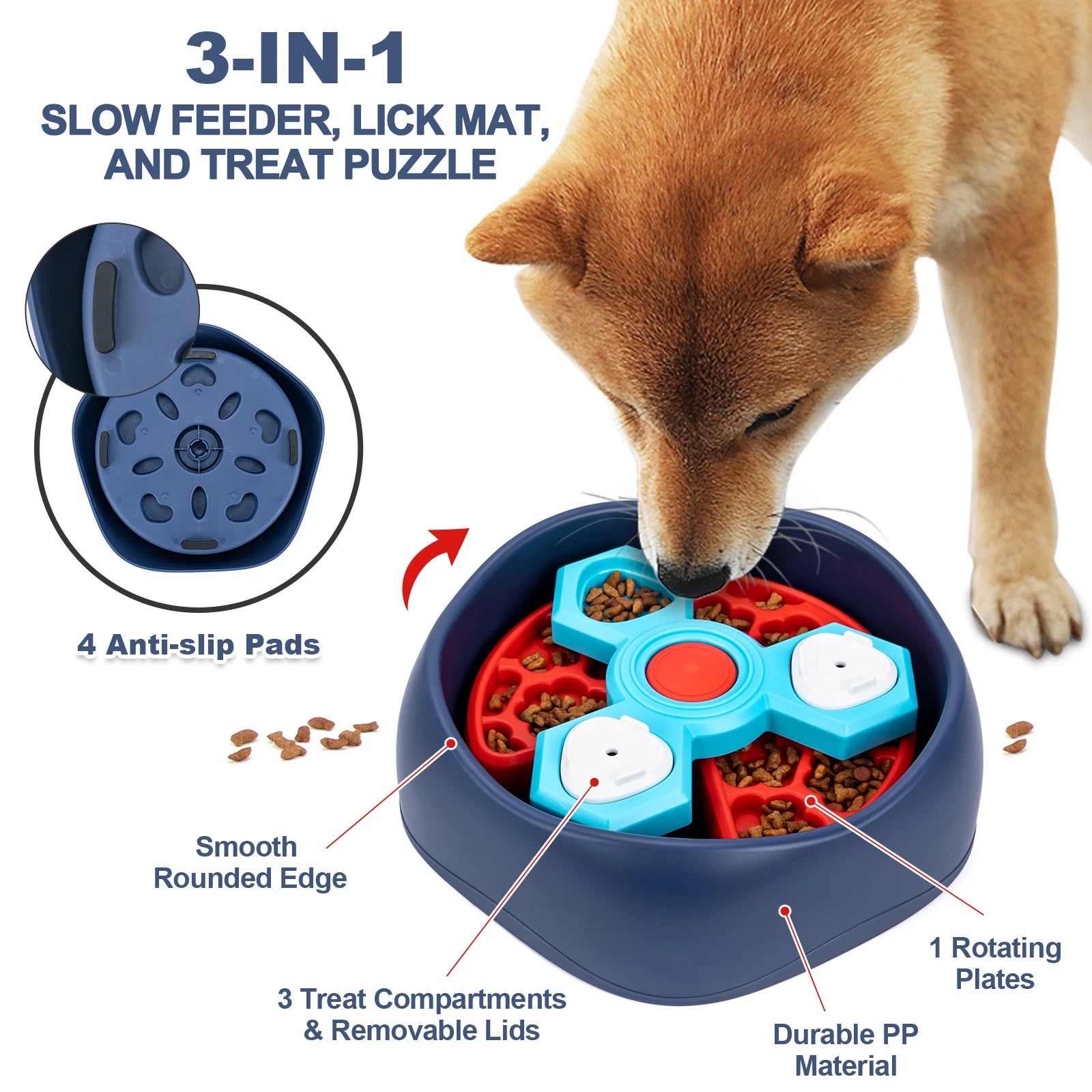 2-Layers Dog Puzzle Toys Slow Feeder Food Dispenser Interactive Increase Puppy IQ Anti-Choking Tableware Dog Licking Plates