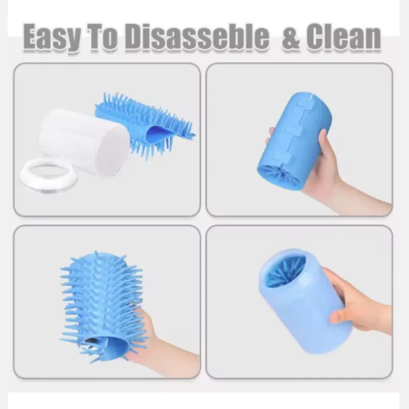 Portable Pet Paw Cleaner Soft Silicone Foot Washer with Cleaning Brush Dog Towel Bucket - Efficient Pet Cleaning Supplies