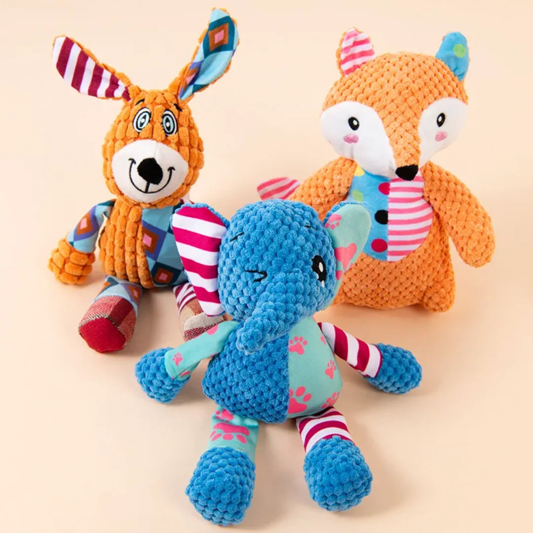 Cute Fox Elephant Plush Dog Toy Bite Resistant Interactive Squeaky Chew Toy for Dogs Teeth Cleaning Sounding Pet Chew Doll113
