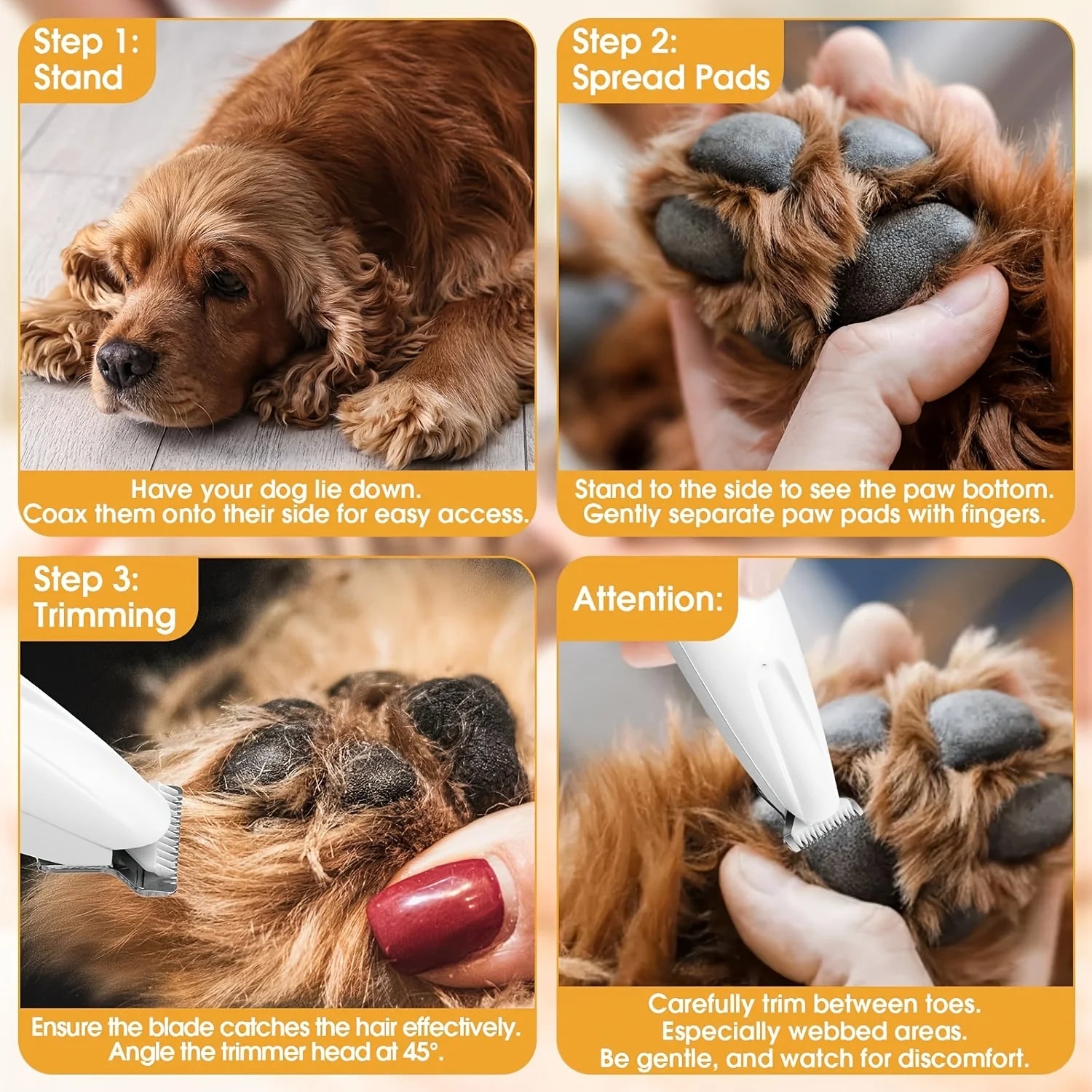 Professional Electric Pet Grooming Scissors, Quiet and Gentle Operation, Cordless Dog and Cat Hair Trimmer