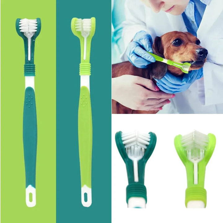 3-Sided Pet  Dog Toothbrush Plastic Toothbrush Removing Bad Breath Tartar Cleaning Mouth Pet Dental Care Cat Cleaning Mouth New