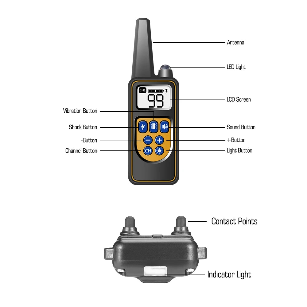Dog Training Collar with Remote, IP67 Waterproof Dog Shock Collars, 3 Dogs, Large, Medium, Small Dogs, Rechargeable E Collars