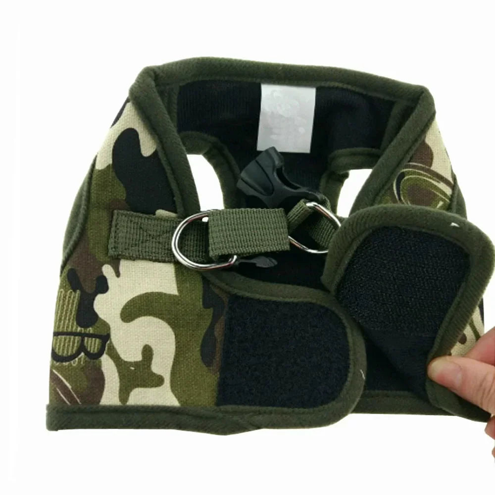 Dog Harness Leash Set Cute Army Small Dog Harness Cats Walking Chest Vest Canvas Pets Puppy Harness For Autumn Winter Spring