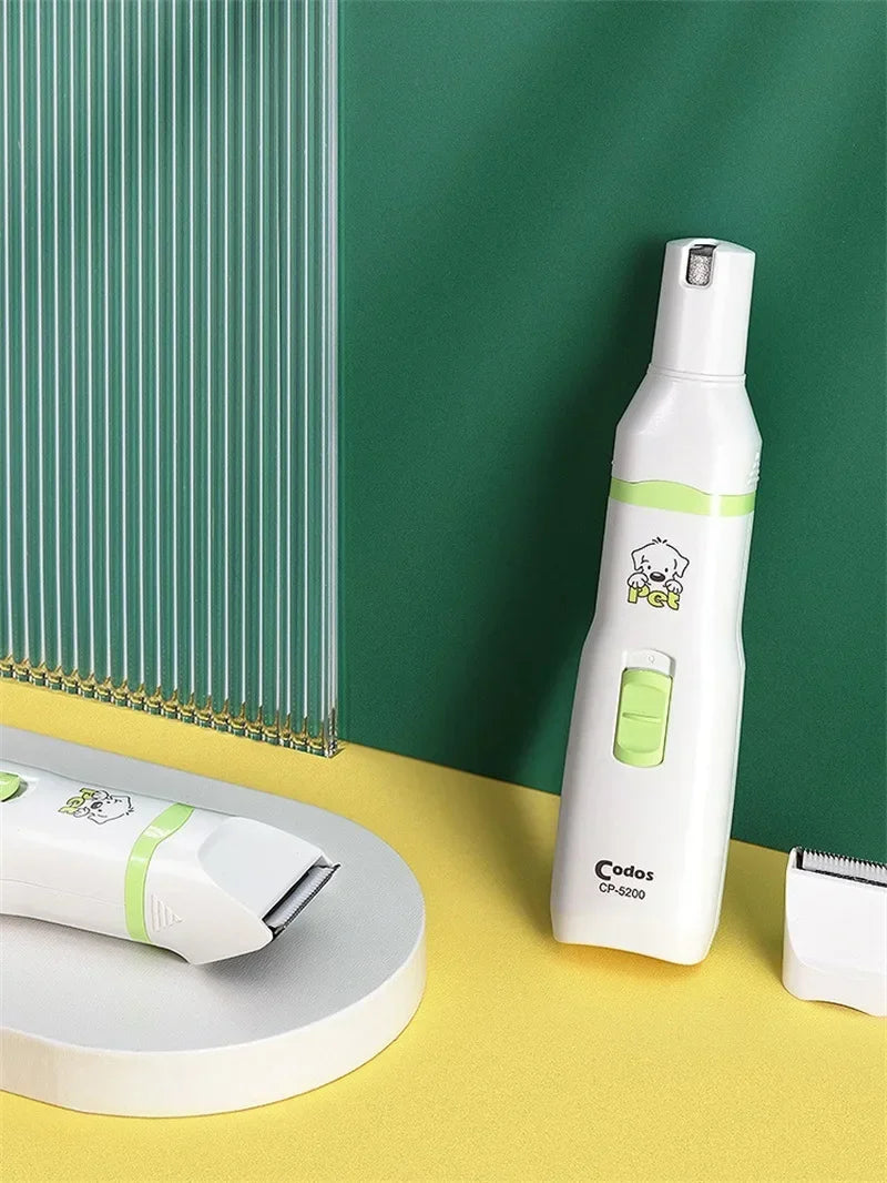 2-in-1 Pet Hair Trimmer and Nail Grinder Ceramic Blade Grooming Clippers for Dogs and Cats with Nail Cutter Hair Cutting Machine