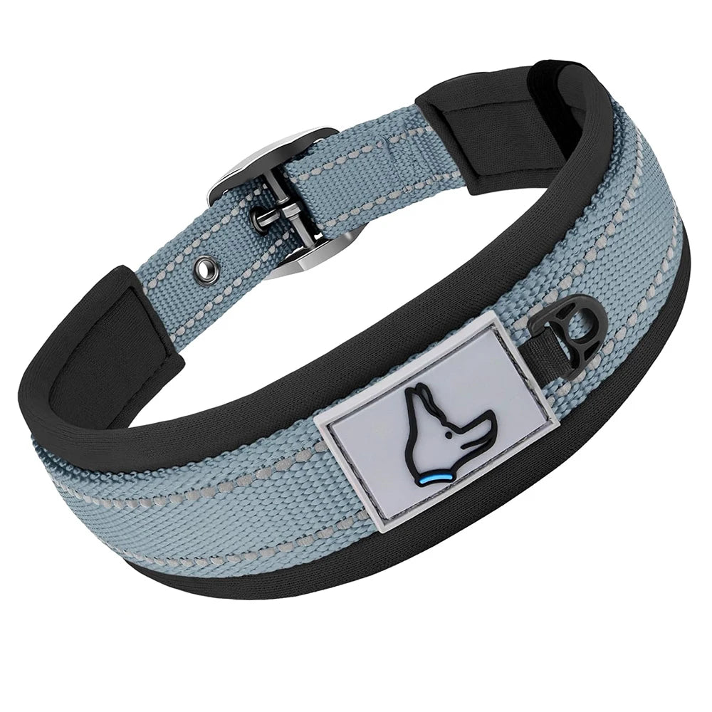 Padded Dog Collars for Small Medium Large Dogs Soft Reflective Wide Pet Collars Adjustable Heavy Duty Nylon Neoprene Dog Collar