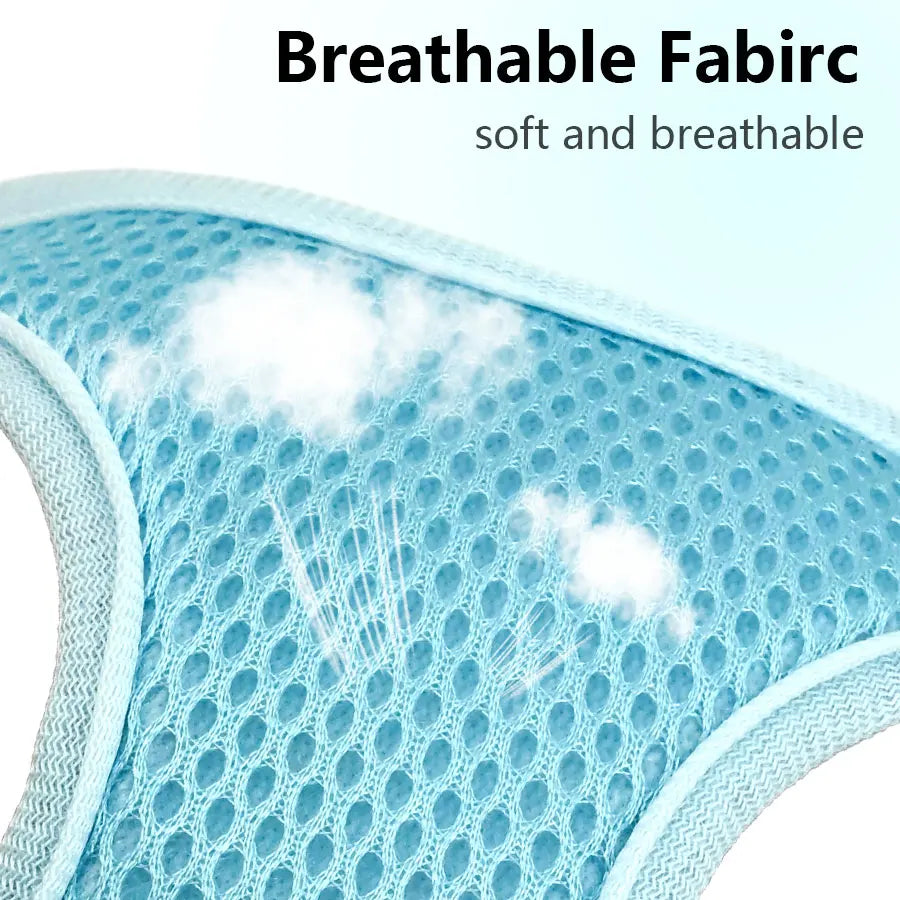 DH009Cartoon-Dog harness and leash set features a breathable honeycomb mesh design to prevent overheating and sweating.