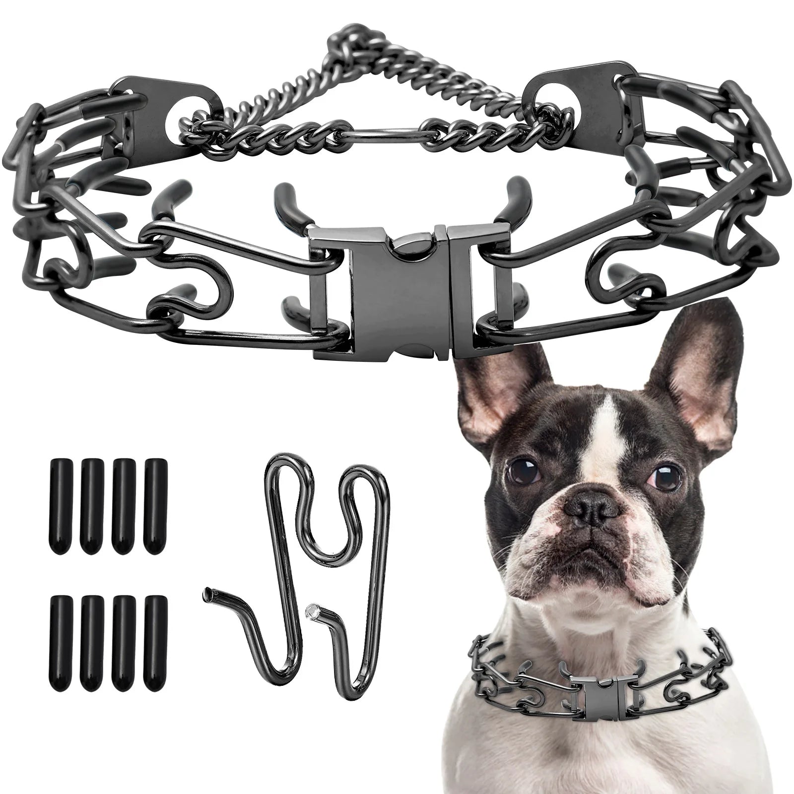 Dog Training Collar Effective Pinch With Comfort Anti Pull Training Adjustable Multi-size Stainless Steel Pet Prong Choke Collar