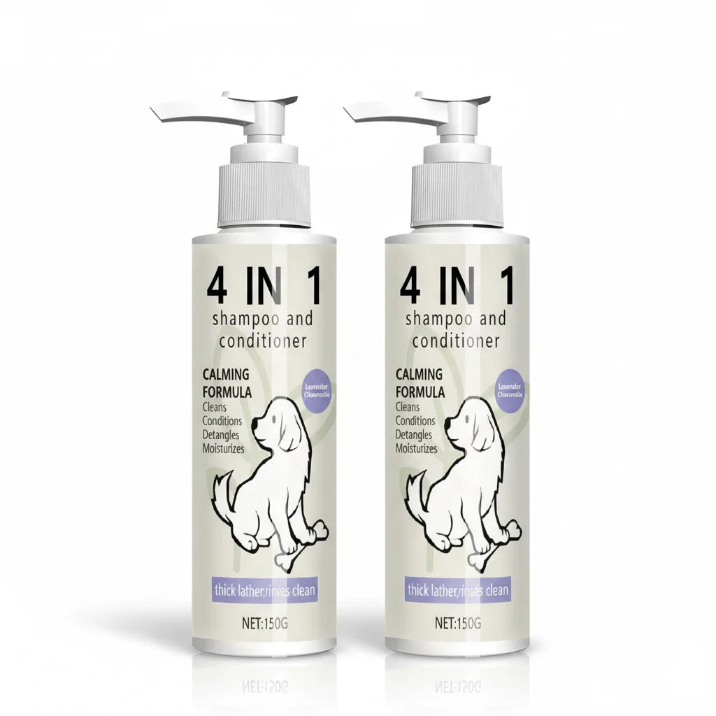 4-in-1 Calming Pet Shampoo Conditioner Cleans, Conditions, Detangles, Moisturizes. Spa-Like Care. Thick Lather Fluffy Smooth. 150g